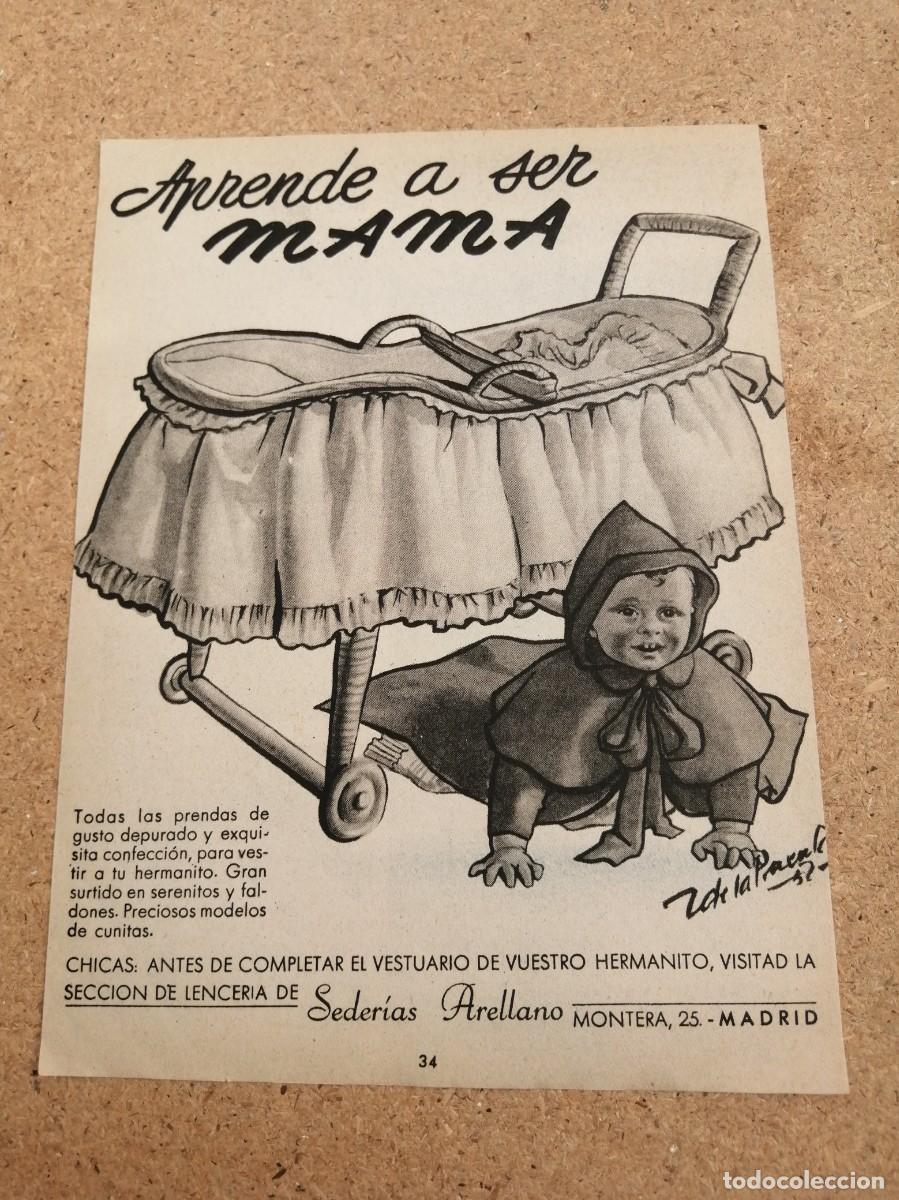 Otros art&iacute;culos de coleccionismo en papel: ANUNCIO. APRENDE A SER MAMA, SEDERIAS ARELLANO