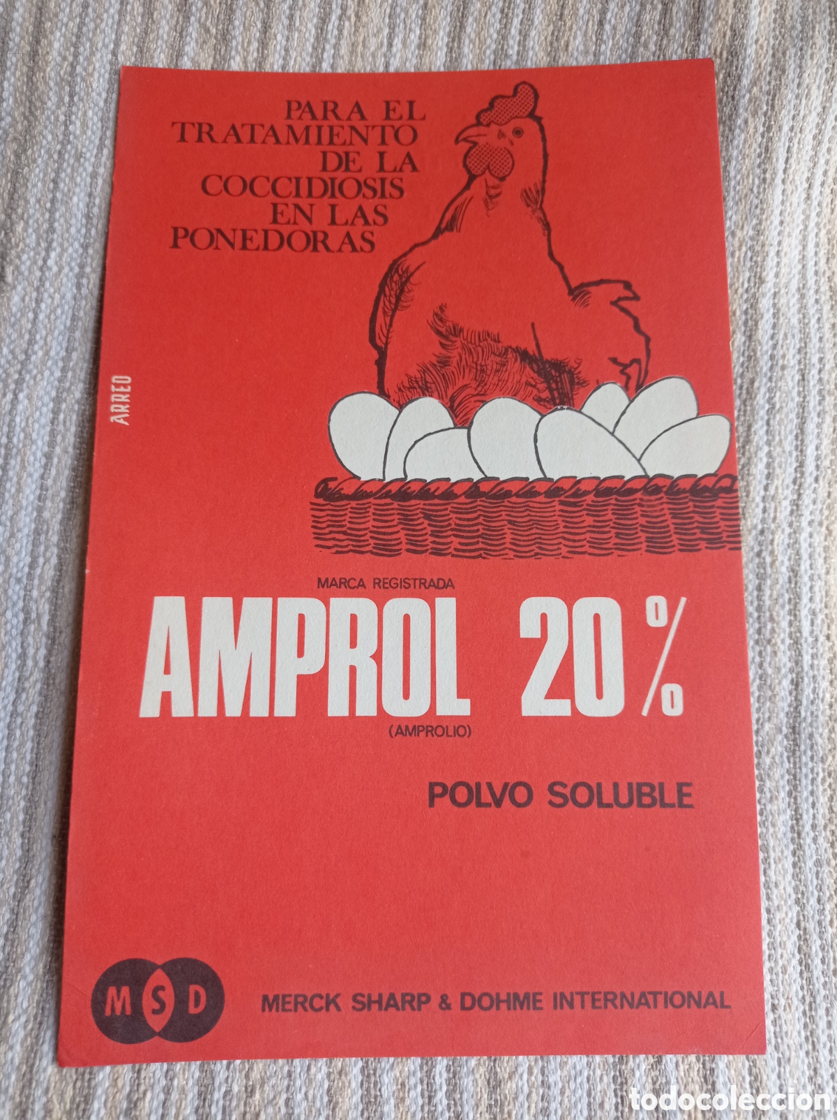 Altri oggetti di carta: IMPRESO COMERCIAL PERSONALIZADO DE MEDICAMENTO VETERINARIA. 1966.