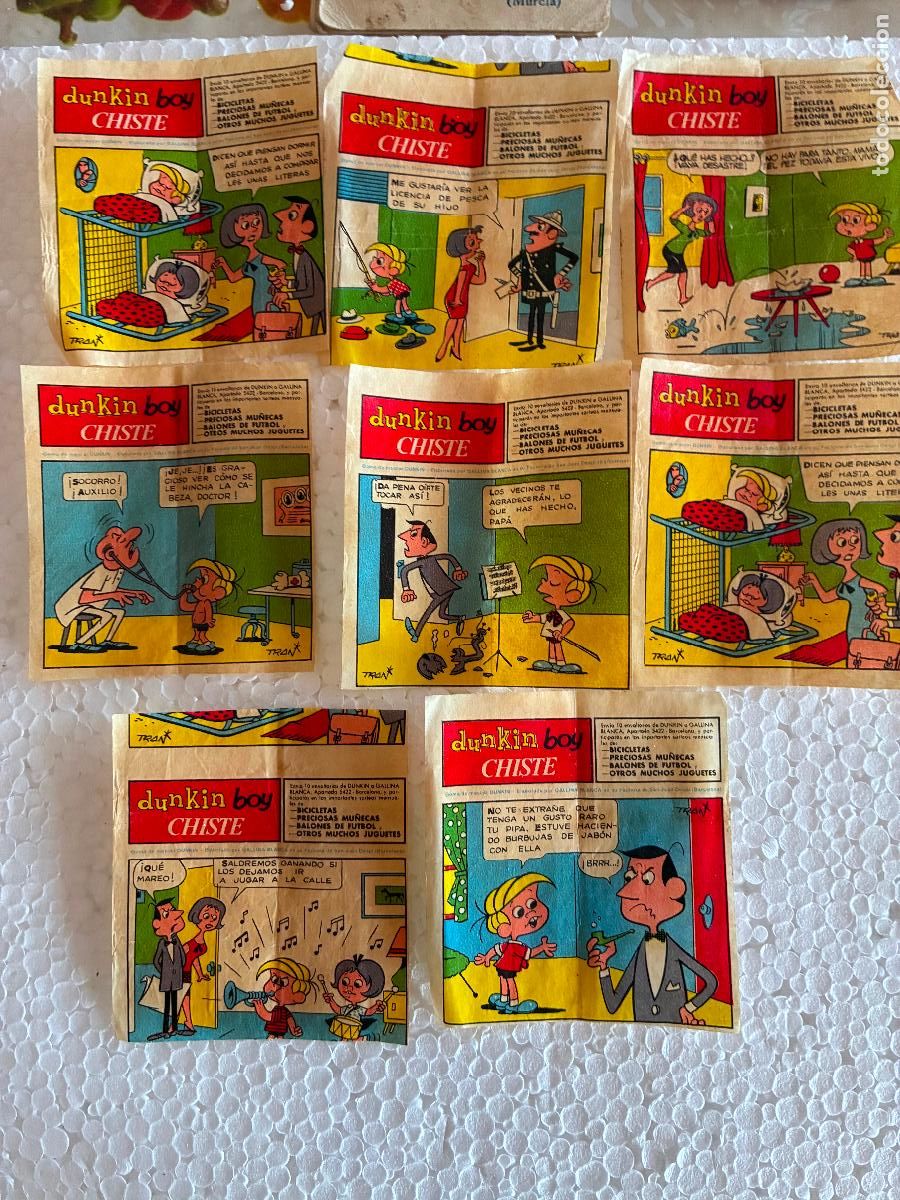 Otros art&iacute;culos de coleccionismo en papel: 14 envoltorios chicle Dunkin boy de gallina blanca quiosco historietas y chistes a&ntilde;os 60 ver fotos