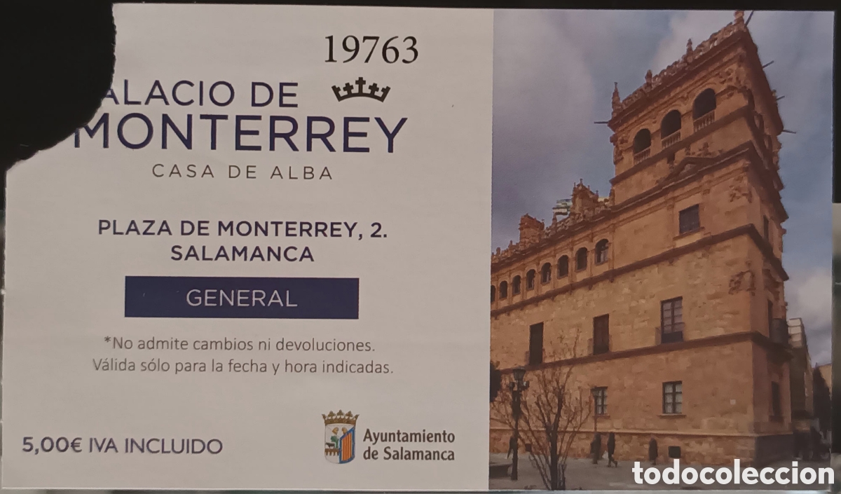 Otros art&iacute;culos de coleccionismo en papel: ENTRADA PALACIO DE MONTERREY