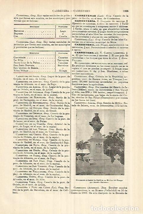 Otros art&iacute;culos de coleccionismo en papel: LAMINA ESPASA 28413: Monumento a Isabel la Catolica en Medina del Campo - Varios