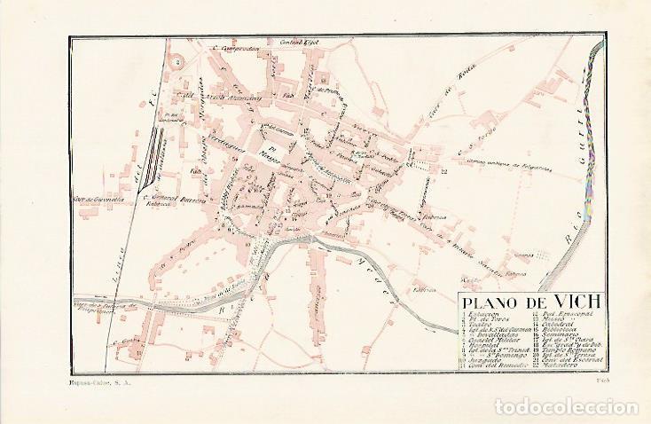 Otros art&iacute;culos de coleccionismo en papel: LAMINA ESPASA 28924: Plano de Vic Barcelona - Varios
