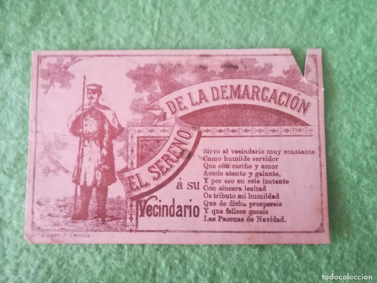 Otros art&iacute;culos de coleccionismo en papel: Tarjeta felicitacion Navidad el sereno a su vecindario antigua