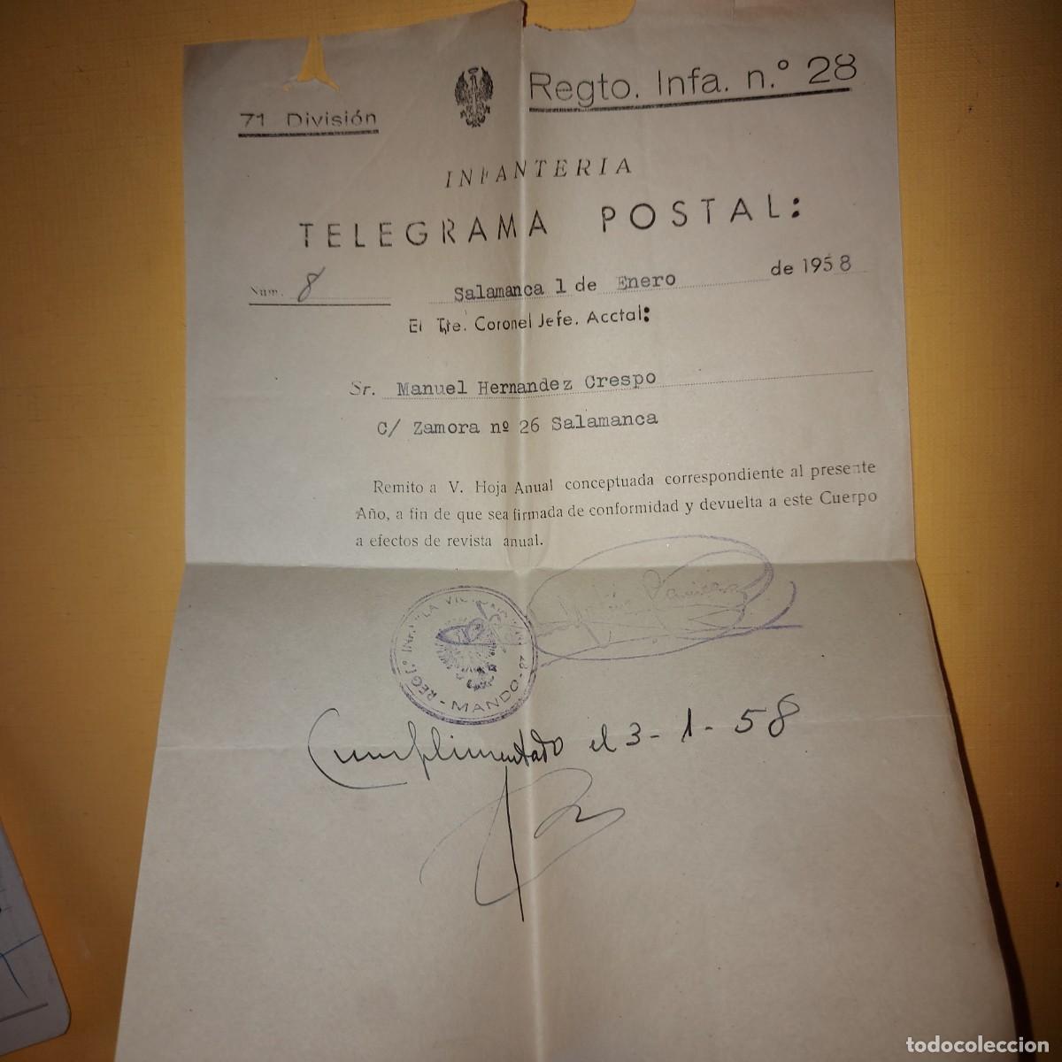 Otros art&iacute;culos de coleccionismo en papel: TELEGRAMA POSTAL A&Ntilde;O 1958