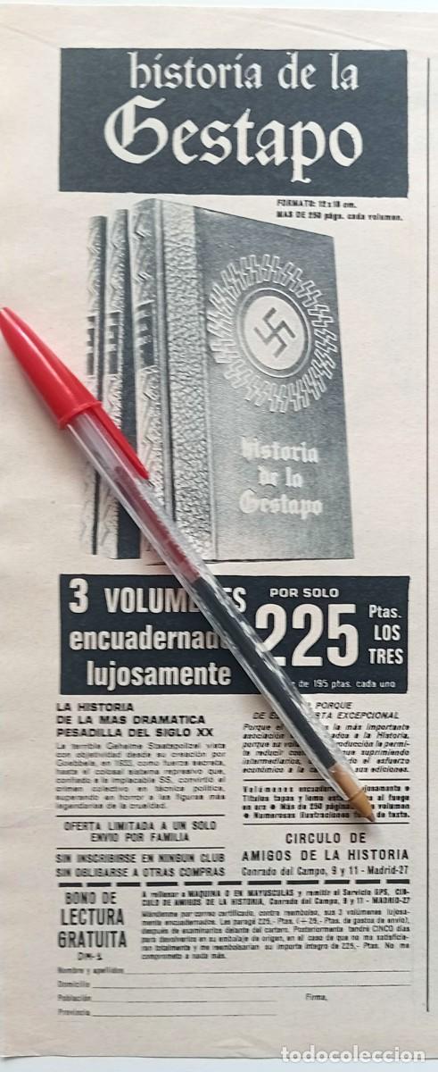 Otros art&iacute;culos de coleccionismo en papel: COLECIONISMO PAPEL ANTIGUO ANUNCIO PUBLICITARIO COLECCION LIBROS HISTORIA DE LA GESTAPO