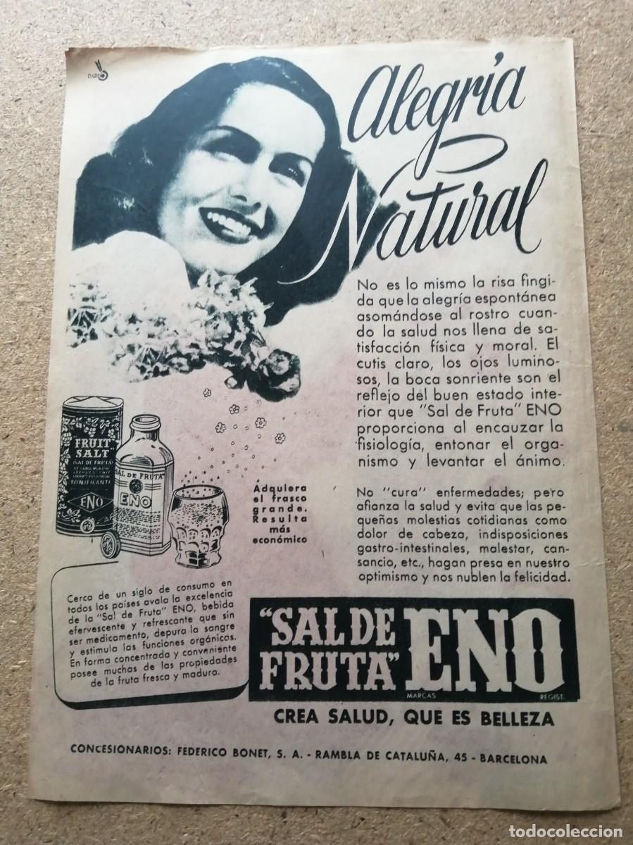 Otros art&iacute;culos de coleccionismo en papel: ANUNCIO. SAL DE FRUTAS ENO