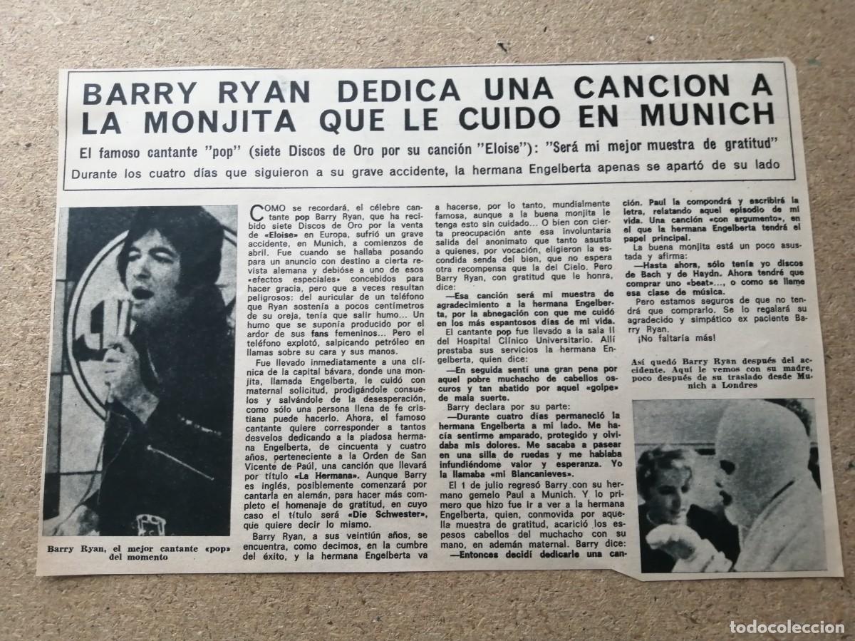 Otros art&iacute;culos de coleccionismo en papel: REPORTAJE. BARRY RYAN, CANTANTE BRITANICO
