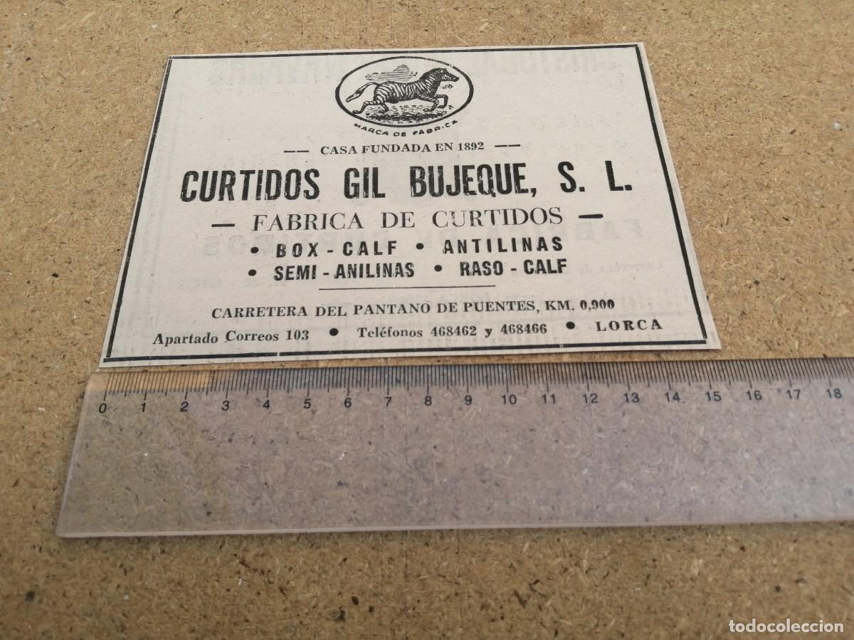Otros art&iacute;culos de coleccionismo en papel: ANUNCIO. CURTIDOS GIL BUJEQUE (LORCA, MURCIA)