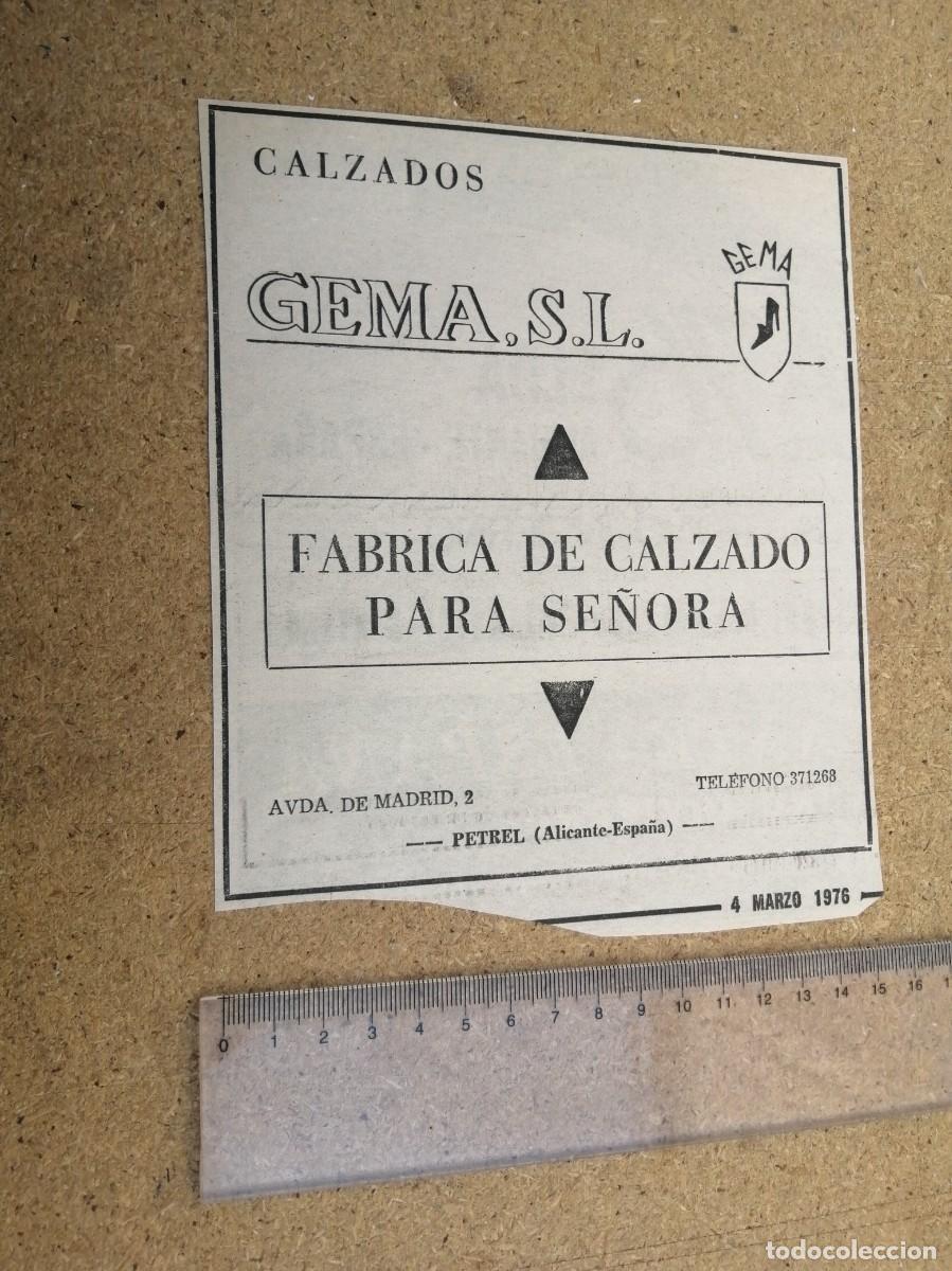 Otros art&iacute;culos de coleccionismo en papel: ANUNCIO. CALZADOS GEMA S.L (PETREL, ALICANTE)
