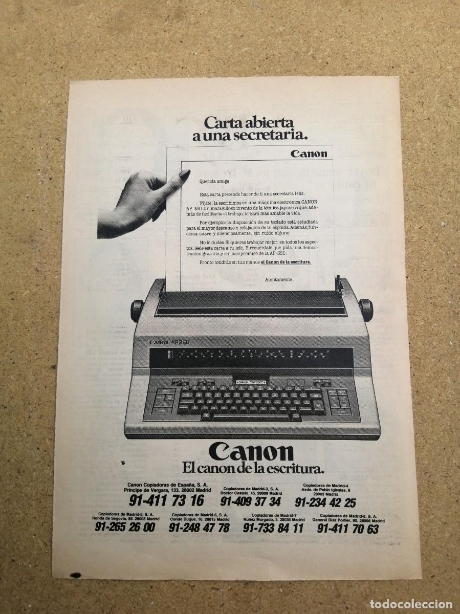 Otros art&iacute;culos de coleccionismo en papel: ANUNCIO. MAQUINA ELECTRONICA DE ESCRITURA CANON