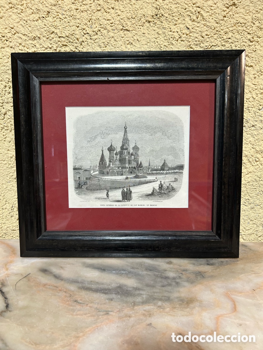 Otros art&iacute;culos de coleccionismo en papel: Grabado en acero en blanco y negro original 1847 enmarcado.