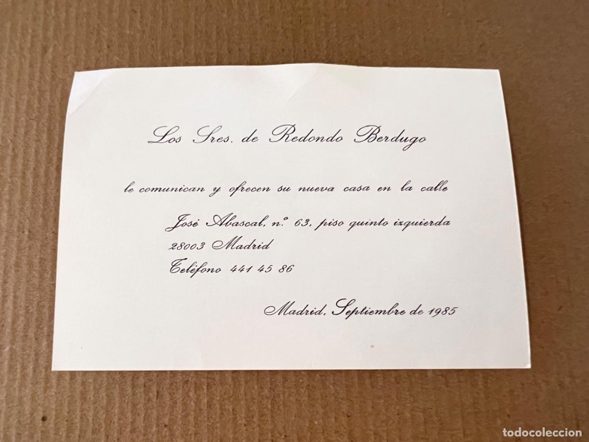 Otros art&iacute;culos de coleccionismo en papel: Tarjeta ofreciendo la direcci&oacute;n de su nueva casa MADRID 1985