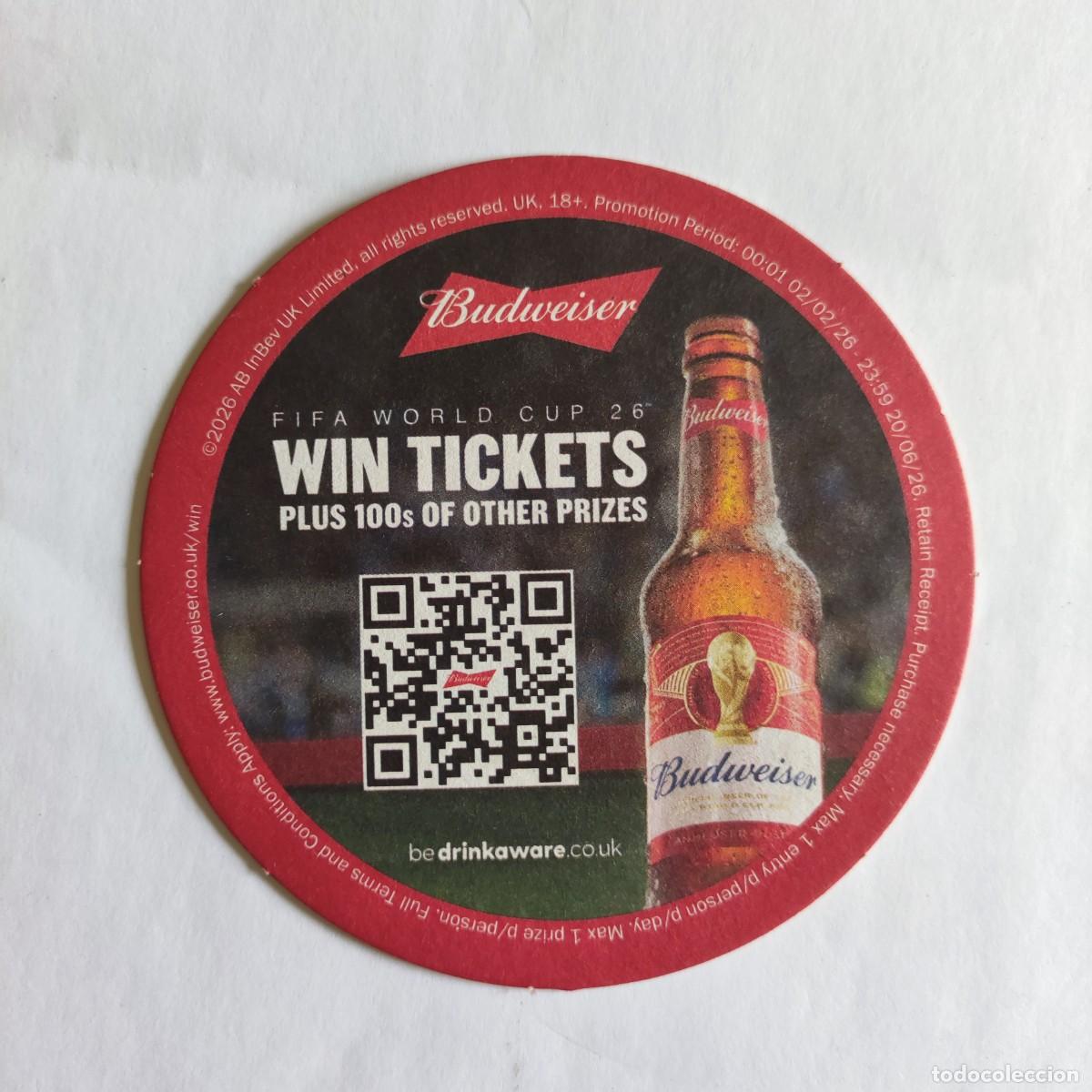Otros art&iacute;culos de coleccionismo en papel: POSAVASOS CERVEZA - BUDWEISER / FIFA WORLD CUP '26 WIN TICKETS - REINO UNIDO FUTBOL DEPORTES