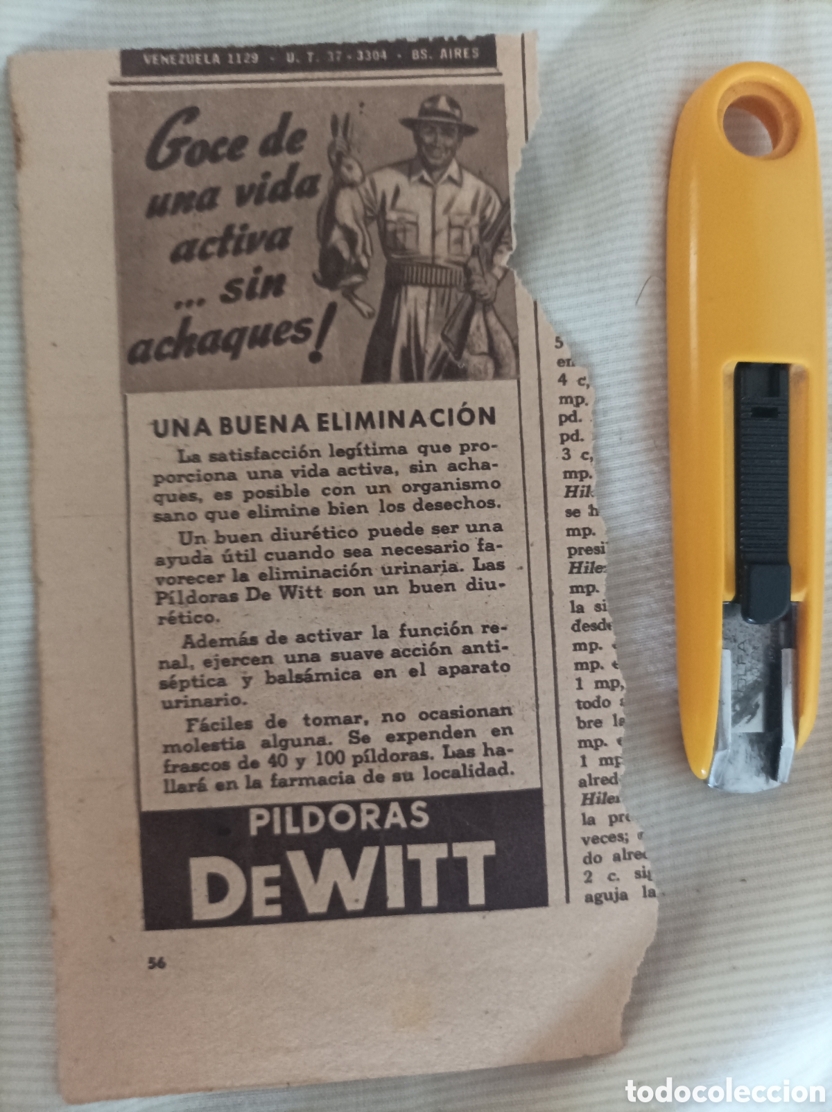 Otros art&iacute;culos de coleccionismo en papel: PUBLICIDAD PILDORAS DEWITT RECORTE 1947