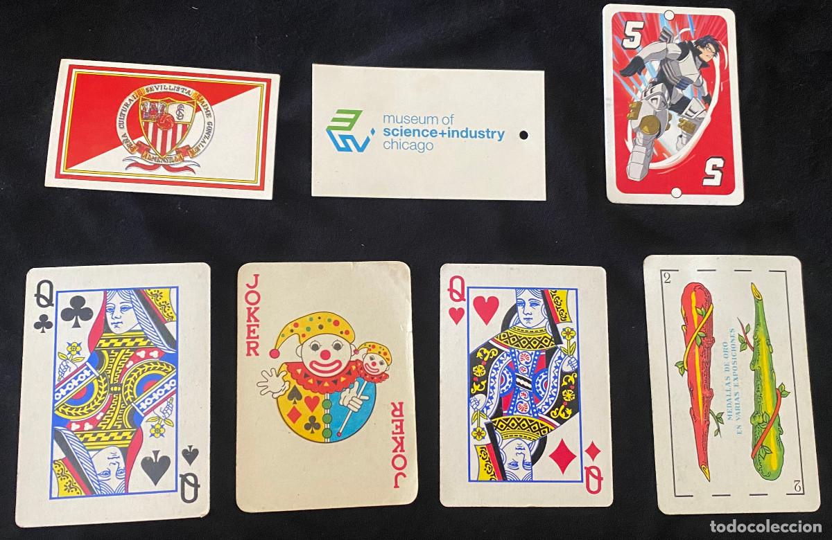Otros art&iacute;culos de coleccionismo en papel: Lote tarjetas. Naipes, joker, Museo Ciencia de Chicago, My Hero Academia, socio pe&ntilde;a Sevillista.