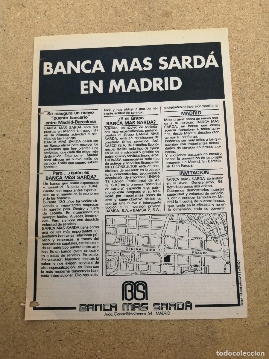 Otros art&iacute;culos de coleccionismo en papel: ANUNCIO. BANCA MAS SARDA, MADRID