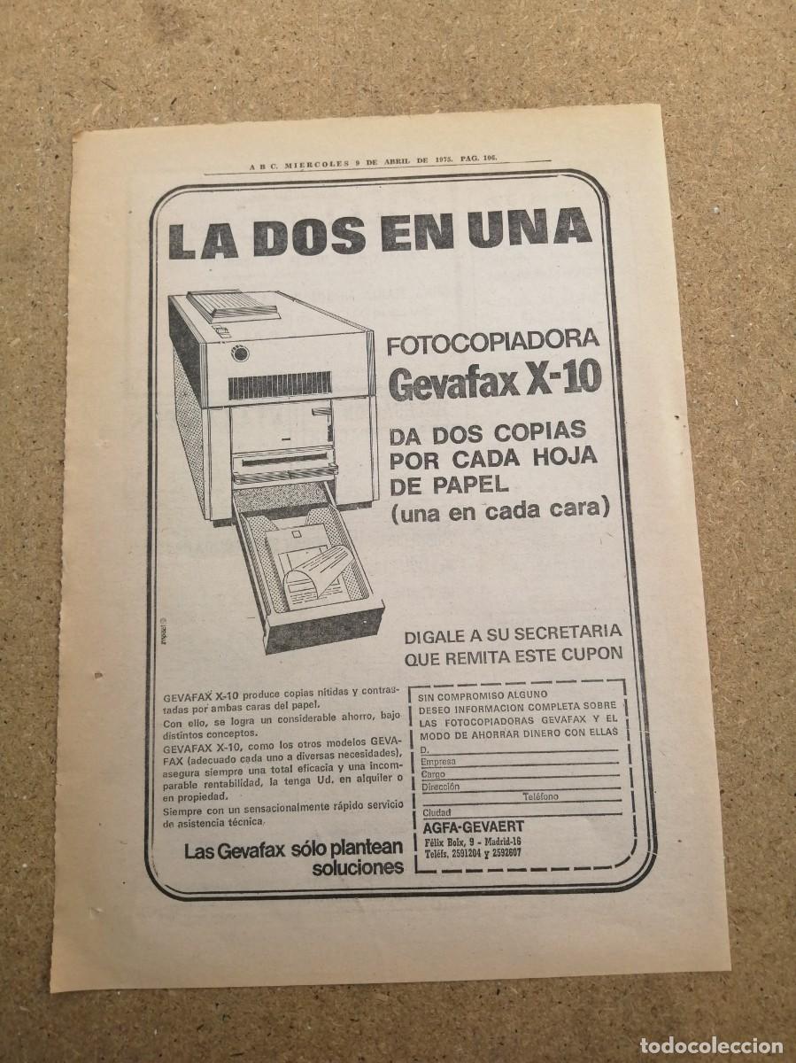 Otros art&iacute;culos de coleccionismo en papel: ANUNCIO. FOTOCOPIADORA GEVAFAX X 10