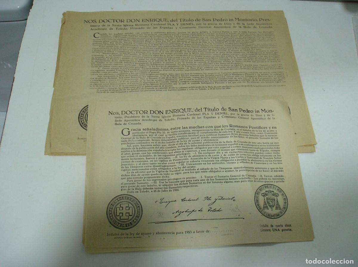 Otros art&iacute;culos de coleccionismo en papel: LOTE 12 BULA INDULTO DE AYUNO Y ABSTINENCIA 1955 LIMOSNA UNA PESETA. BULA DE CRUZADA (26-9)
