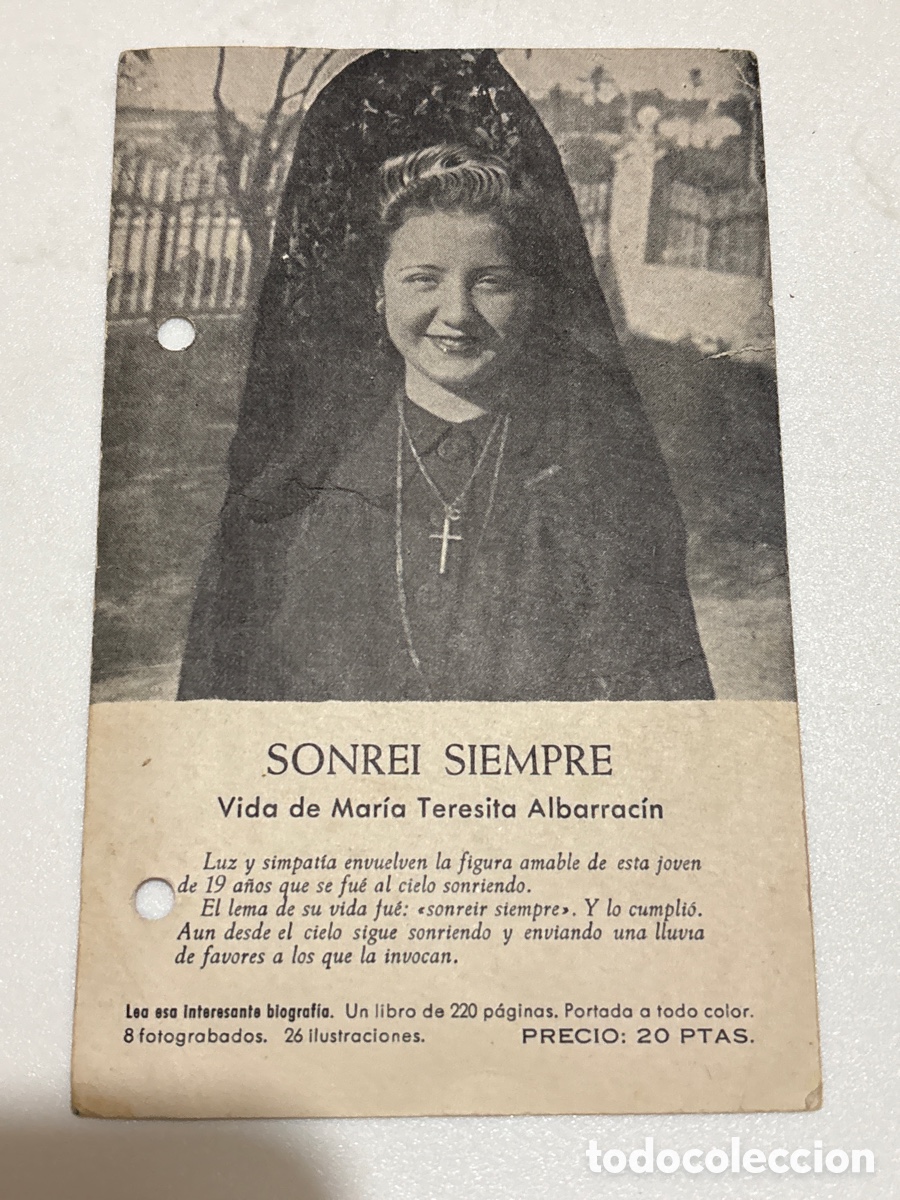Otros art&iacute;culos de coleccionismo en papel: TARJETA POSTAL PUBLICIDAD DEL LIBRO SONRE&Iacute; SIEMPRE, VIDA DE MAR&Iacute;A TERESITA ALBARRAC&Iacute;N