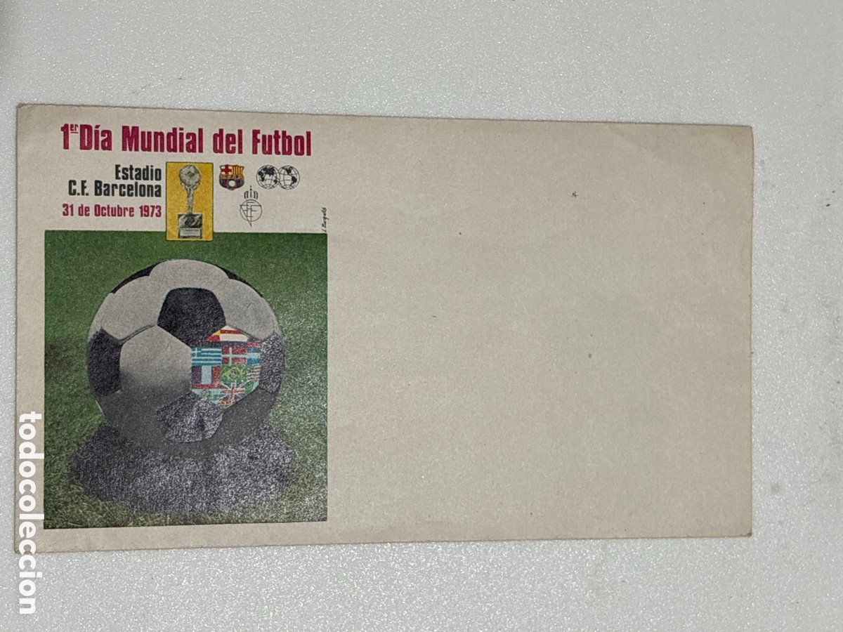 Otros art&iacute;culos de coleccionismo en papel: SOBRE DE PRIMER D&Iacute;A MUNDIAL DE FUTBOL ( ESTADIO CLUB FUTBOL BARCELONA 1973 )
