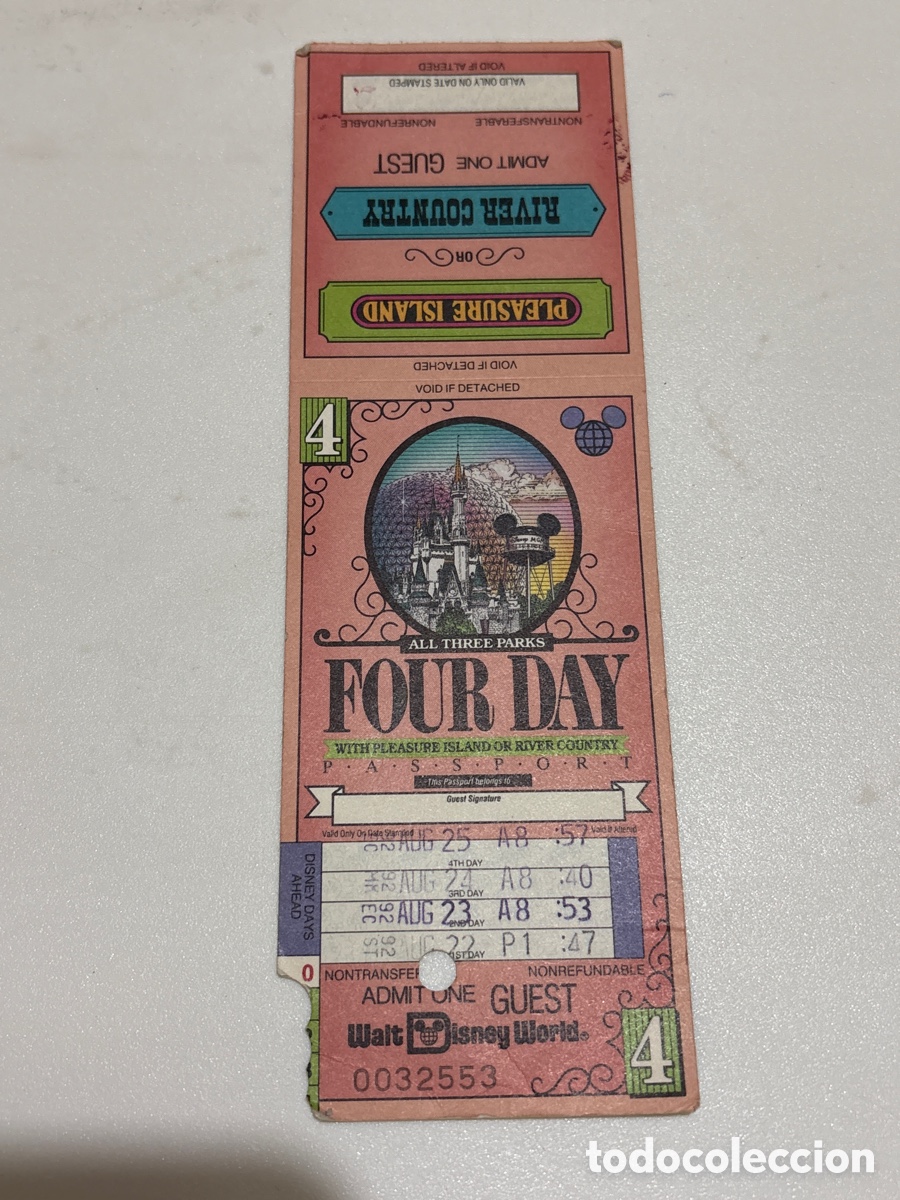 Otros art&iacute;culos de coleccionismo en papel: ENTRADA WALT DISNEY WORLD DISNEYWORLD ( 1992 )