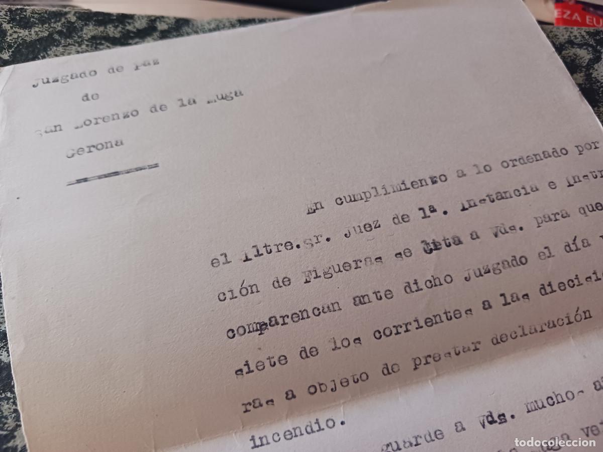 Otros art&iacute;culos de coleccionismo en papel: citacion del juzgado de figueres para declarar sobre un incendio en san lorenzo de la muga, 1962