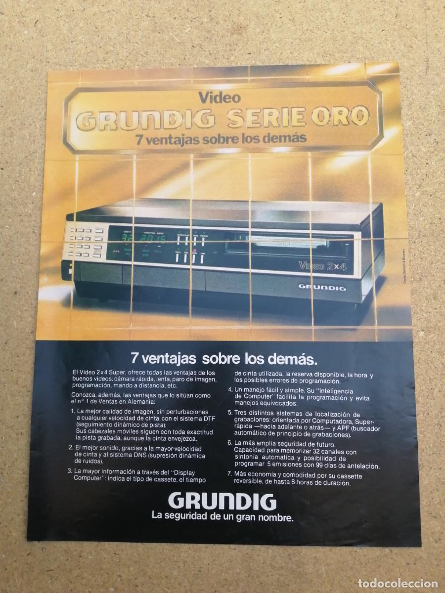 Otros art&iacute;culos de coleccionismo en papel: ANUNCIO. VIDEO 3 X 4 GRUNDIG SERIE ORO