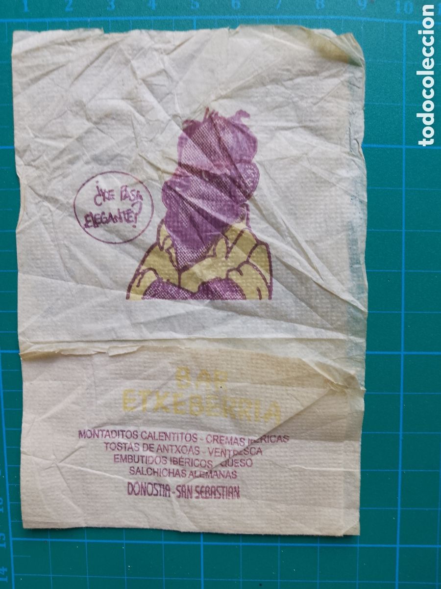 Otros art&iacute;culos de coleccionismo en papel: BAR ETXEBERRIA - DONOSTIA - SAN SEBASTIAN . SERVILLETA . QUE PASA ELEGANTE ? &iquest;