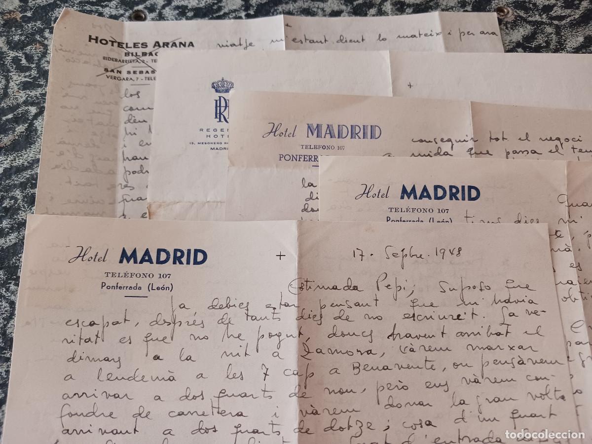 Otros art&iacute;culos de coleccionismo en papel: 5 cartas con membrete de hoteles, arana bilbao, madrid ponferrada y regente hotel, a&ntilde;os 1948/56