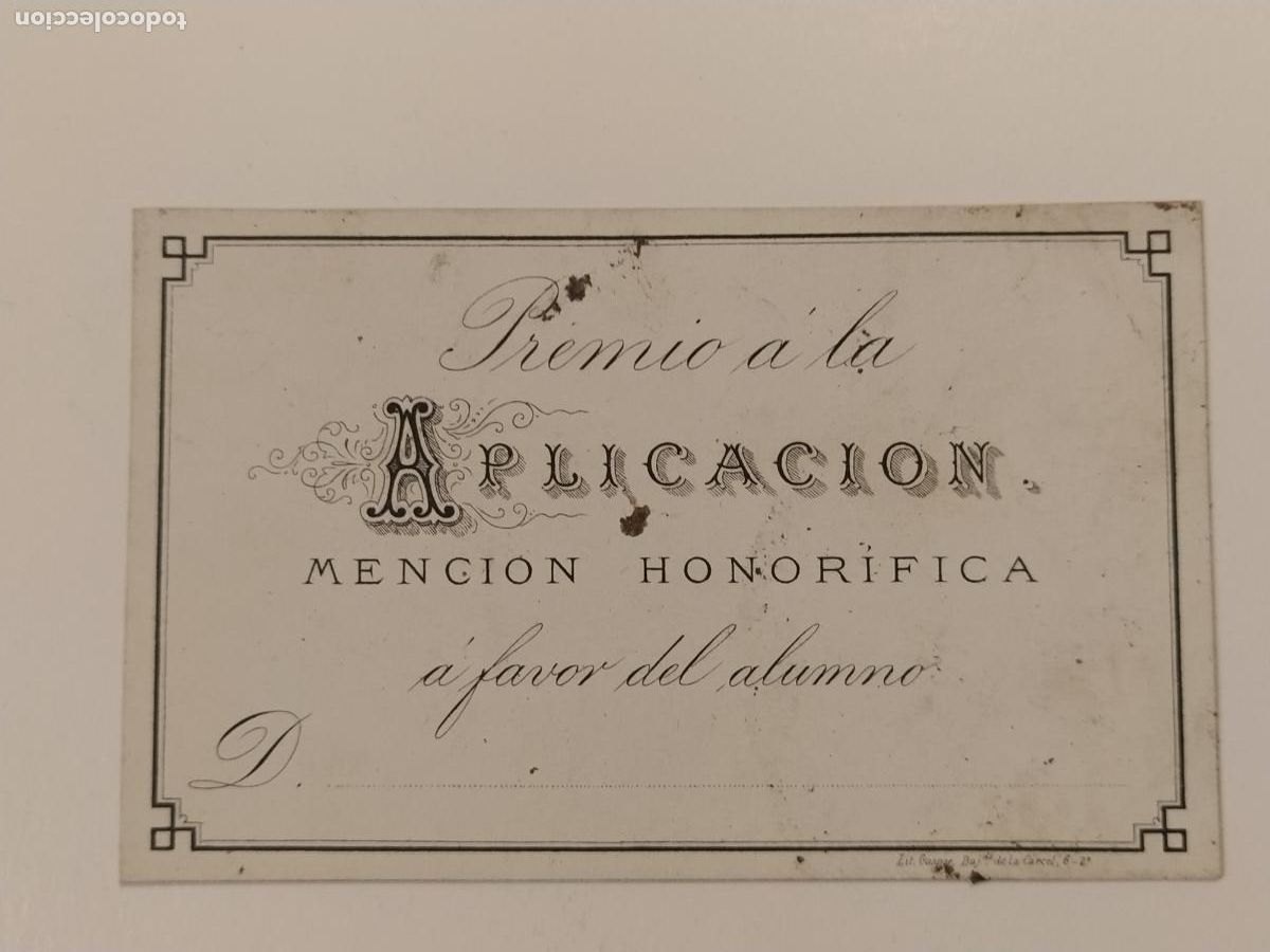 Otros art&iacute;culos de coleccionismo en papel: PREMIO A LA APLICACION MENCION HONORIFICA A FAVOR DEL ALUMNO -VER FOTOS-(116.484)