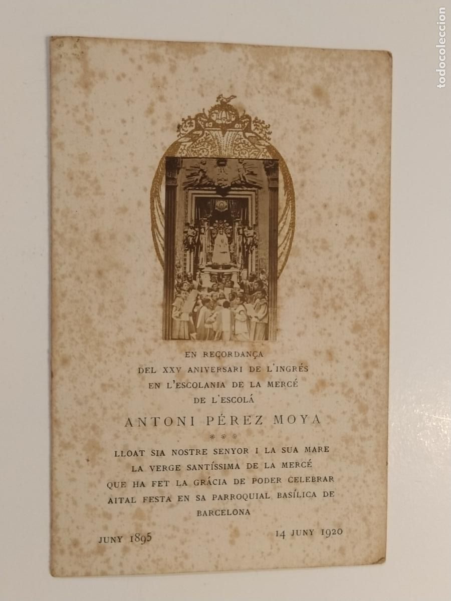 Otros art&iacute;culos de coleccionismo en papel: RECORD XXV ANIVERSARI INGRES ESCOLANIA DE LA MERCE DE L'ESCOLA ANTONI PEREZ MOYA - ANY 1920