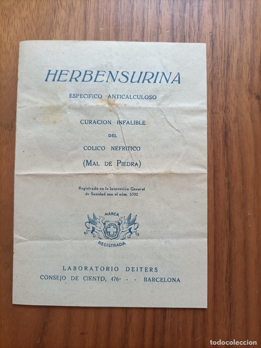 Otros art&iacute;culos de coleccionismo en papel: ANT&Iacute;GUO LIBRETO DE LABORATORIO DEITERS. HERBENSURINA. VER LOS DATOS