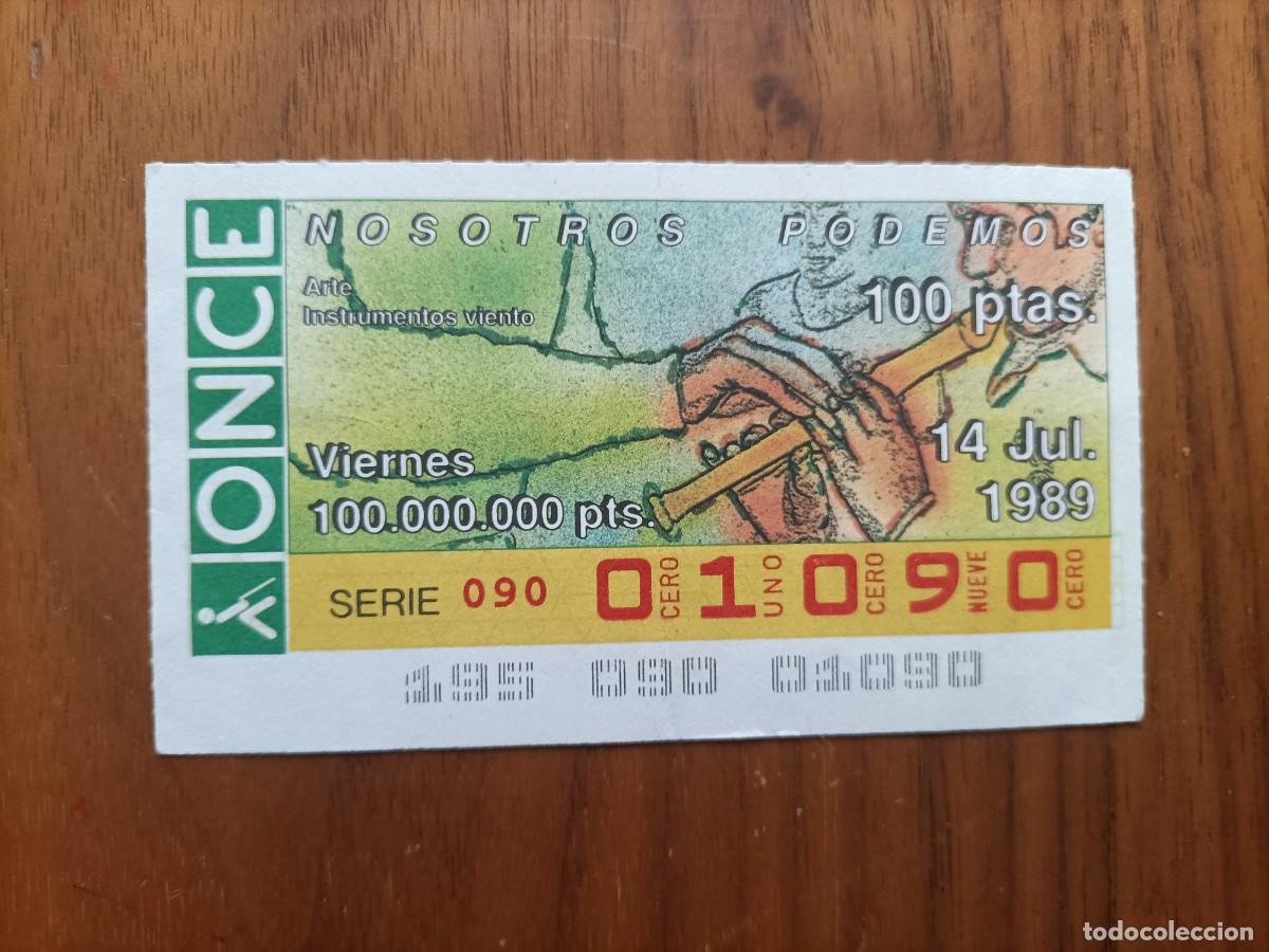 Otros art&iacute;culos de coleccionismo en papel: ANT&Iacute;GUO RECIBO DE LA ONCE 14 DE JULIO 1989. ARTE INSTRUMENTO VIENTO