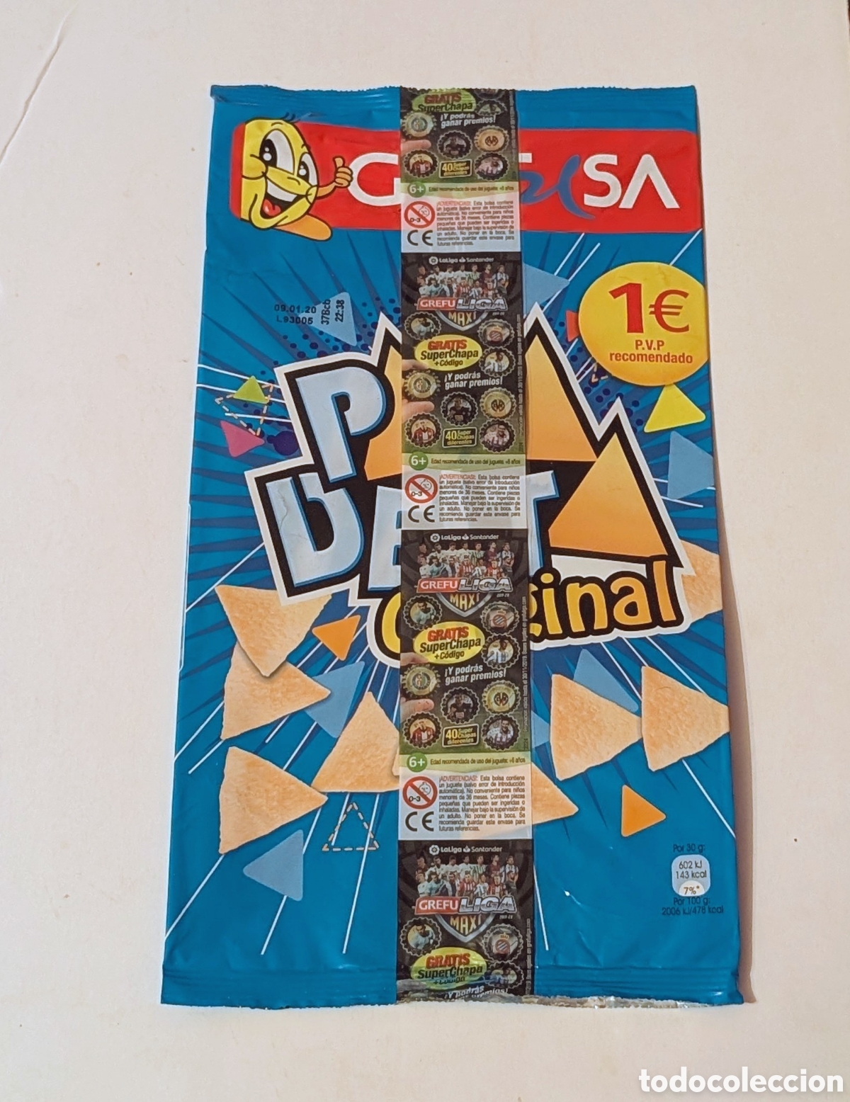 Otros art&iacute;culos de coleccionismo en papel: Bolsa patatas Grefuliga Maxi. Papa Delta. Liga de futbol 2019/20. Grefusa. Muy rara!!