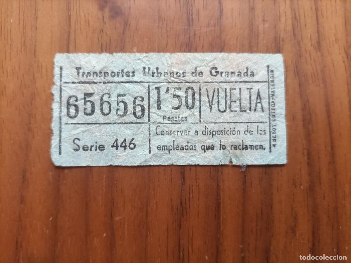 Otros art&iacute;culos de coleccionismo en papel: ANT&Iacute;GUO RECIBO TRANSPORTES URBANOS DE GRANADA. 1,50 PTAS. N&ordm; 65656