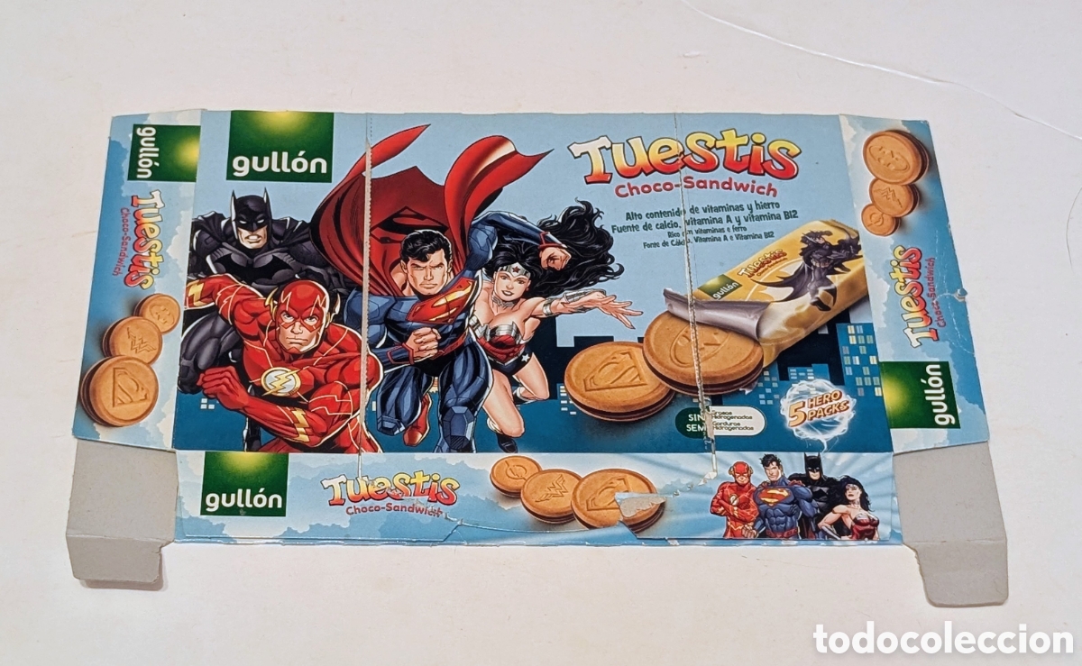 Otros art&iacute;culos de coleccionismo en papel: Caja galletas Tuestis. LIGA DE LA JUSTICIA - JUSTICE LEAGUE / DC COMICS