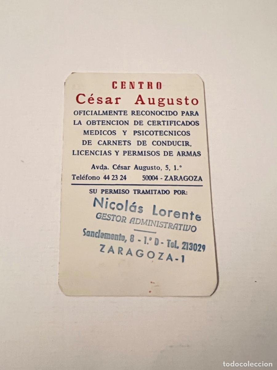 Otros art&iacute;culos de coleccionismo en papel: Tarjeta publicidad centro M&Eacute;DICO del CARNET DE CONDUCIR LICENCIA DE ARMAS ZARAGOZA