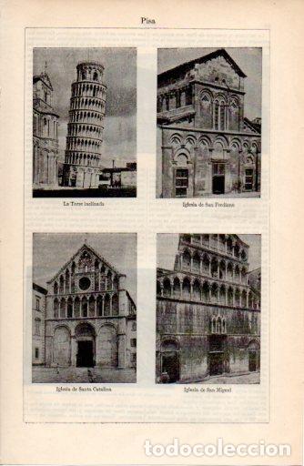 Paper Collecting Others: LAMINA ESPASA V52319: Iglesias de San Frediano, Santa Catalina, San Miguel y Torre de Pisa
