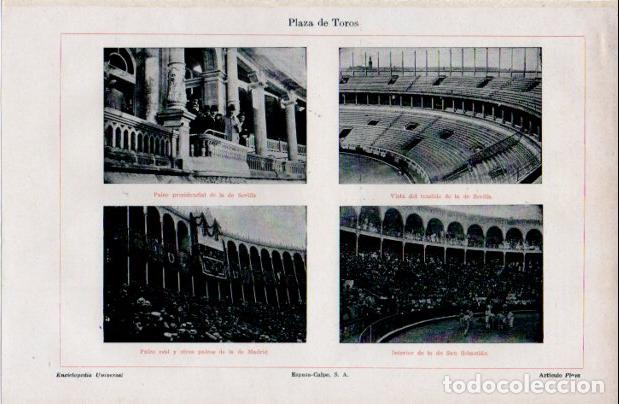 Sammelleidenschaft Andere Papierartikel: LAMINA ESPASA V52394: Plaza de toros de Sevilla, San Sebastian y Madrid