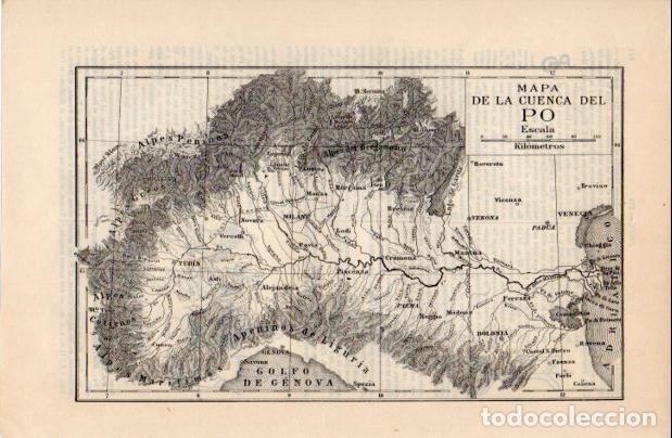 Sammelleidenschaft Andere Papierartikel: LAMINA ESPASA V52399: Mapa de la cuenca del Po