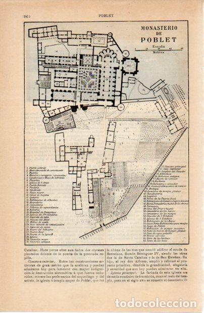 Sammelleidenschaft Andere Papierartikel: LAMINA ESPASA V52397: Plano del Monasterio de Poblet