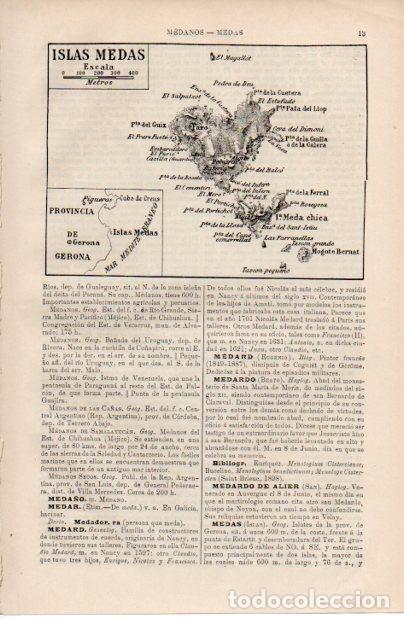 Sammelleidenschaft Andere Papierartikel: LAMINA ESPASA V52434: Mapa de las Islas Medas