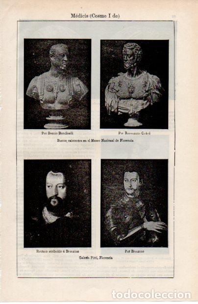 Sammelleidenschaft Andere Papierartikel: LAMINA ESPASA V52442: Familia Medicis retratos por Bronzino y busto por Bandinelli