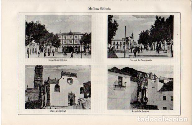 Altri oggetti di carta: LAMINA ESPASA V52462: Vistas varias de Medina-Sidonia