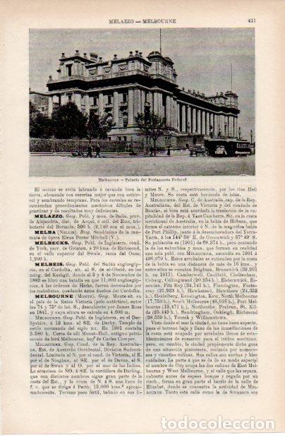 Altri oggetti di carta: LAMINA ESPASA V52512: Palacio del Parlamento Federal en Melbourne