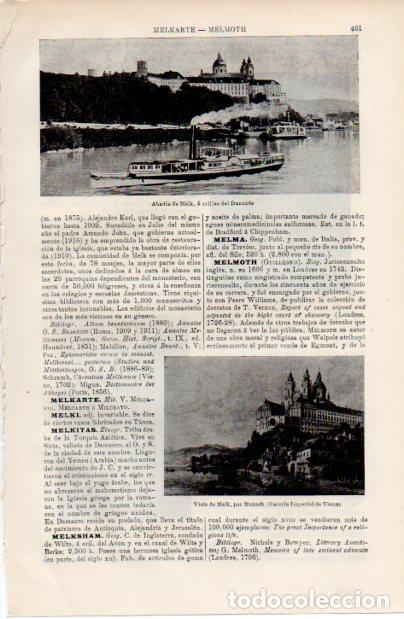 Altri oggetti di carta: LAMINA ESPASA V52522: Vista de Melk por Munsch y Abadia de Melk