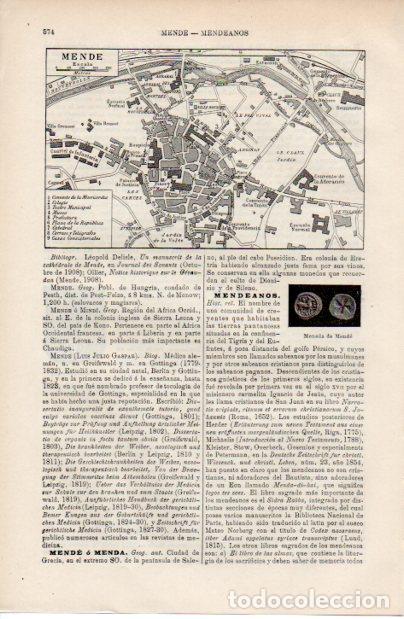 Altri oggetti di carta: LAMINA ESPASA V52544: Plano de Mende