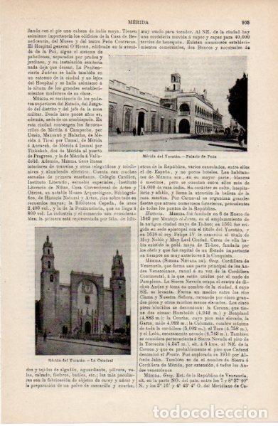 Collectionnisme Papier divers: LAMINA ESPASA V52594: Vista y Palacio del Gobierno de Merida del Yucatan