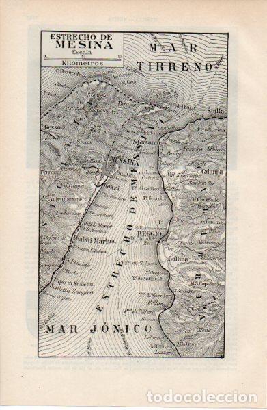 Otros art&iacute;culos de coleccionismo en papel: LAMINA ESPASA V52612: Mapa del estrecho de Mesina