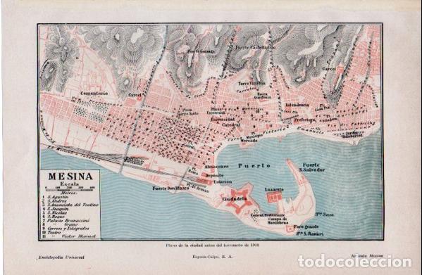 Otros art&iacute;culos de coleccionismo en papel: LAMINA ESPASA V52617: Plano de Mesina